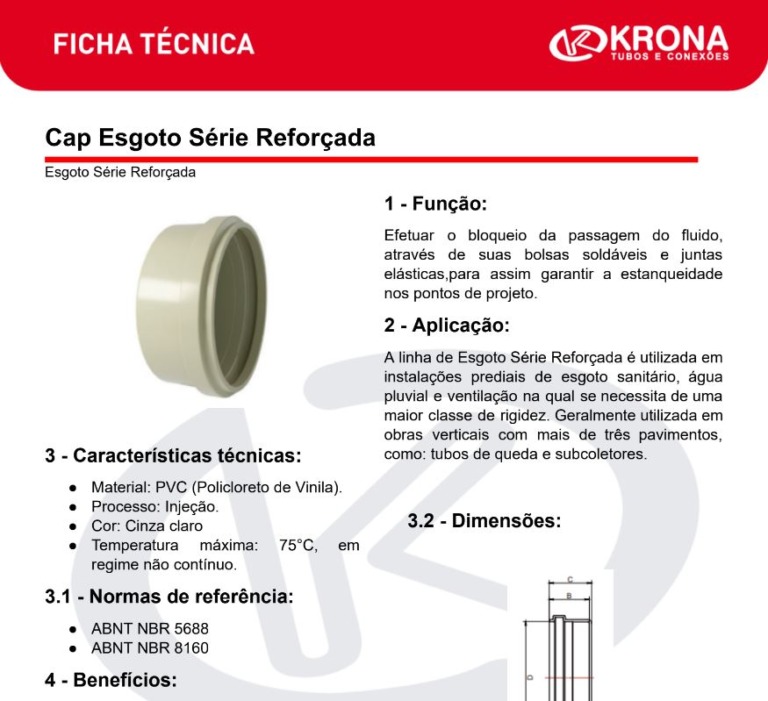 Ficha Técnica Cap Esgoto Série Reforçada Krona