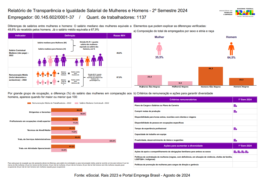 Relatório Equidade Salarial – 2º Sem 2024 – Matriz